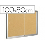 Q-Connect KF03588 - Vitrina de anuncios, marco de aluminio, tamaño 100 x 80 cm