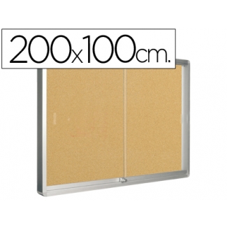 Q-Connect KF03590 - Vitrina de anuncios, marco de aluminio, tamaño 200 x 100 cm