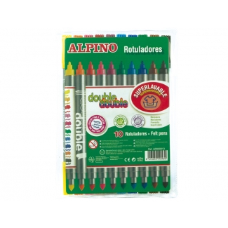 Alpino Double Double AR000013 - Rotuladores de colores, doble punta, estuche de 10 colores