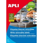 Apli 03056 - Etiquetas adhesivas, adhesivo removible, 64,6 x 33,8 mm, caja de 100 hojas