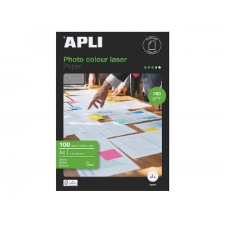 Apli 11817 - Papel fotográfico, brillo, doble cara, tamaño A4, 160 gramos, paquete de 100 hojas
