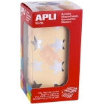 Apli 12045 - Gomets, figuras geométricas forma de estrella, 19,5 mm, rollo de 1416 unidades, color plata