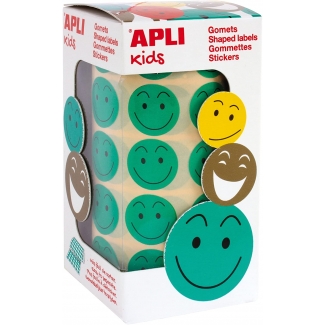 Apli 14373 - Gomets, caras expresivas, rollo de 900 gomets, color verde