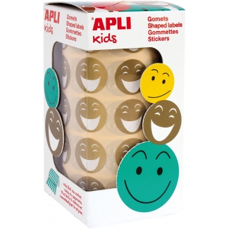 Apli 14374 - Gomets, caras expresivas, rollo de 900 gomets, color oro