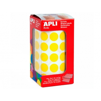 Apli 4855 - Gomets, figuras geométricas forma redonda, 15 mm de diámetro, rollo de 2832 unidades, color amarillo