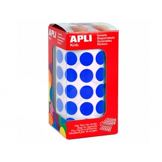 Apli 4856 - Gomets, figuras geométricas forma redonda, 15 mm de diámetro, rollo de 2832 unidades, color azul