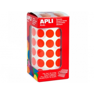 Apli 4857 - Gomets, figuras geométricas forma redonda, 15 mm de diámetro, rollo de 2832 unidades, color rojo