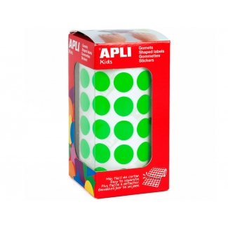 Apli 4858 - Gomets, figuras geométricas forma redonda, 15 mm de diámetro, rollo de 2832 unidades, color verde