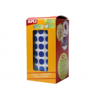 Apli 4860 - Gomets, figuras geométricas forma redonda, 20 mm de diámetro, rollo de 1770 unidades, color azul