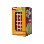 Apli 4861 - Gomets, figuras geométricas forma redonda, 20 mm de diámetro, rollo de 1770 unidades, color rojo