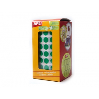 Apli 4862 - Gomets, figuras geométricas forma redonda, 20 mm de diámetro, rollo de 1770 unidades, color verde