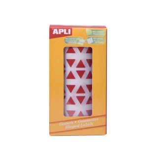 Apli 4869 - Gomets, figuras geométricas forma triangular, 20 x 20 x 20 mm, rollo de 2832 unidades, color rojo