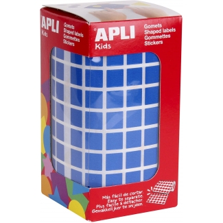 Apli 4872 - Gomets, figuras geométricas forma cuadrada, 10 x 10 mm, rollo de 6372 unidades, color azul