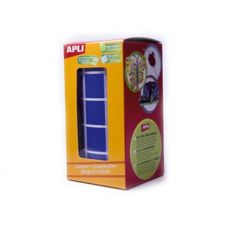 Apli 4876 - Gomets, figuras geométricas forma cuadrada, 20 x 20 mm, rollo de 1770 unidades, color azul