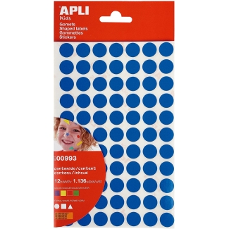 Apli 993 - Gomets, figuras geométricas, bosa de 12 hojas, 1136 gomets en total