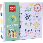 Apli Kids Stickers Box 18361 - Juego de gomets geométricos, temática animales