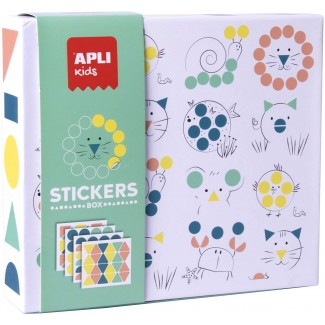 Apli Kids Stickers Box 18361 - Juego de gomets geométricos, temática animales
