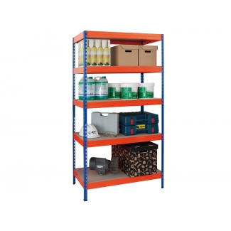Ar Storage STABIL 100/50 - Estantería metálica, 190 x 100 x 50 cm, 5 estantes, 300 kg por estante, color azul/naranja