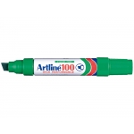 Artline 100 - Rotulador permanente, punta biselada, color verde
