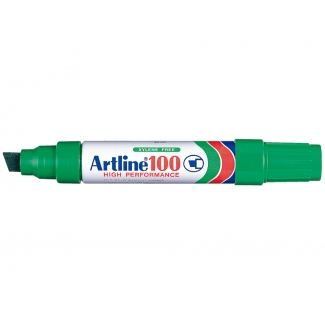 Artline 100 - Rotulador permanente, punta biselada, color verde