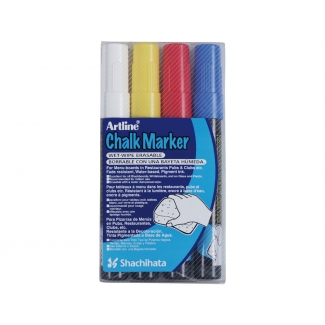 Artline EPW-4-ST - Rotulador para pizarra verde-negra, punta redonda de 2 mm, bolsa de 4 rotuladores surtidos