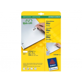 Avery L4731REV-25 - Etiquetas adhesivas, adhesivo removible, 25,4 x 10 mm, caja de 25 hojas