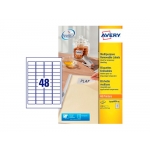 Avery L4736REV-25 - Etiquetas adhesivas, adhesivo removible, 45,7 x 21,2 mm, caja de 25 hojas