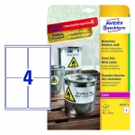 Avery L4774-8 - Etiquetas adhesivas de poliéster, color blanco, 99,1 x 139 mm, caja de 8 hojas
