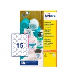 Avery L4853REV-25 - Etiquetas adhesivas redondas, adhesivo removible, 51 mm, caja de 25 hojas