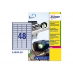Avery L6009-20 - Etiquetas adhesivas de poliéster, color plata, 45,7 x 21,2 mm, caja de 20 hojas