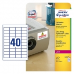 Avery L6140-20 - Etiquetas adhesivas de poliéster, color blanco, 45,7 x 25,4 mm, caja de 20 hojas