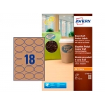 Avery L7103-20 - Etiquetas adhesivas kraft ovaladas, adhesivo removible, color marrón, 63,5 x 42,3 mm, caja de 20 hojas
