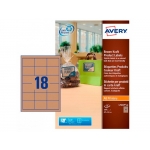Avery L7110-20 - Etiquetas adhesivas kraft, adhesivo removible, color marrón, 62 x 42 mm, caja de 20 hojas