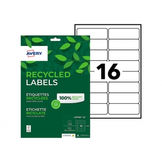 Avery LR7162-15 - Etiquetas adhesivas recicladas, 99,1 x 33,9 mm, caja de 15 hojas