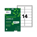 Avery LR7163-15 - Etiquetas adhesivas recicladas, 99,1 x 38,1 mm, caja de 15 hojas