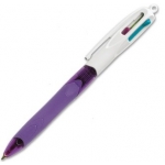 Bic 892290 - Bolígrafo 4 colores pastel, tinta de aceite, punta redonda de 1 mm, cuerpo de color azul, tinta azul, negro, rojo y verde