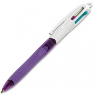 Bic 892290 - Bolígrafo 4 colores pastel, tinta de aceite, punta redonda de 1 mm, cuerpo de color azul, tinta azul, negro, rojo y verde