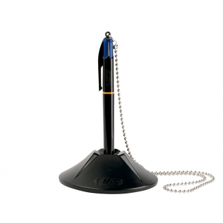 Bic 918515 - Bolígrafo extensible 4 colores con peana, punta redonda de 1 mm, 4 tintas azules