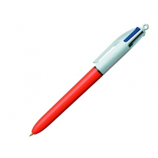 Bic 982867 - Bolígrafo 4 colores, tinta de aceite, punta redonda de 0,8 mm, cuerpo de color rojo, tinta azul, negro, rojo y verde