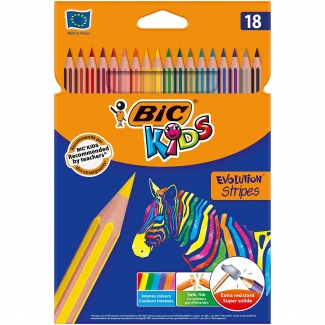 Bic Kids Evolution Stripes 950524 - Lápices de colores, caja de 18 colores