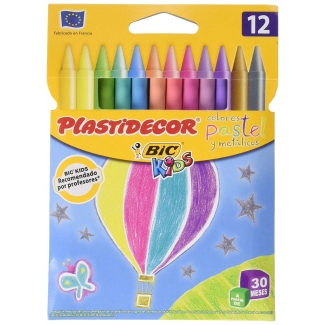 Bic Plastidecor 933961 - Ceras duras, caja de 12 colores