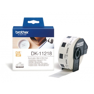 Brother DK-11218 - Etiqueta circulares, papel térmico, 24 mm de diámetro, rollo de 1000 etiquetas