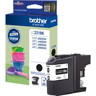 Brother LC221 - Cartucho de tinta original, LC221BKBP, negro