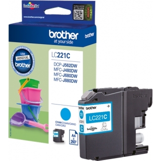 Brother LC221 - Cartucho de tinta original, LC221CBP, cían