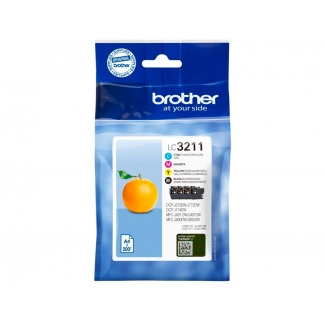 Brother LC3211 - Cartucho de tinta original, LC3211VAL, negro, cían, magenta y amarillo, pack de 4