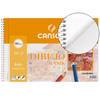Canson Basik 200408062 - Láminas de dibujo, sin recuadro, bloc con espiral, A4+, 20 hojas, 130 gramos