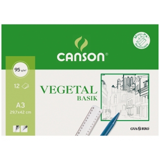 Canson Guarro Basik 200400787 - Papel vegetal, A3, 90 gramos, sobre de 12 hojas