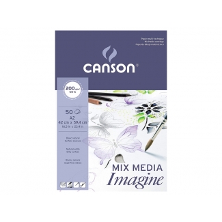 Canson Guarro C200006003 - Papel multitécnicas, sin recuadro, bloc encolado, A2, 50 hojas, 200 gramos