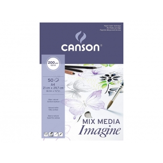Canson Guarro C200006008 - Papel multitécnicas, sin recuadro, bloc encolado, A4, 50 hojas, 200 gramos