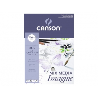 Canson Guarro C200006009 - Papel multitécnicas, sin recuadro, bloc encolado, A5, 50 hojas, 200 gramos